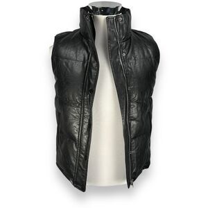 Buddy Love Helen Puffer Vest Women’s Small Black Full Zip Vegan Faux Leather‎